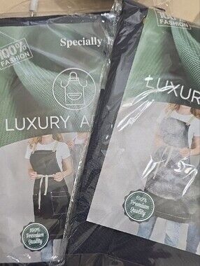 [2set] Luxury Black Apron for Adult